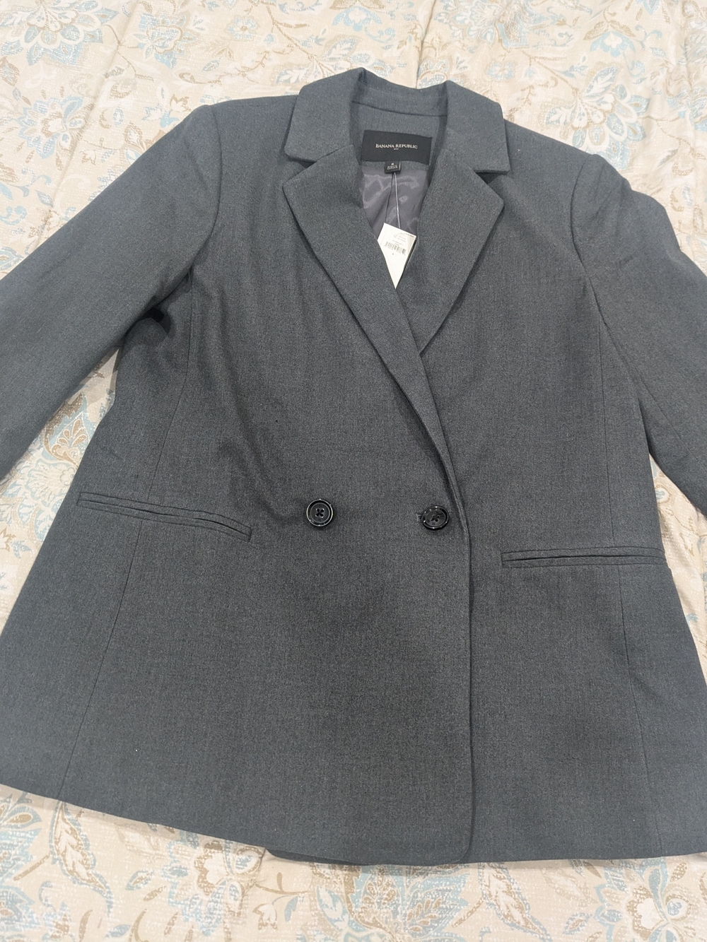 Banana Republic Women's Dark Gray Double-Breasted Blazer
